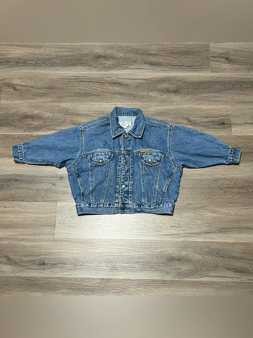 Vintage Jordache Kids Medium 5 Blue Jean Jacket Trucker Denim Button Up 80s